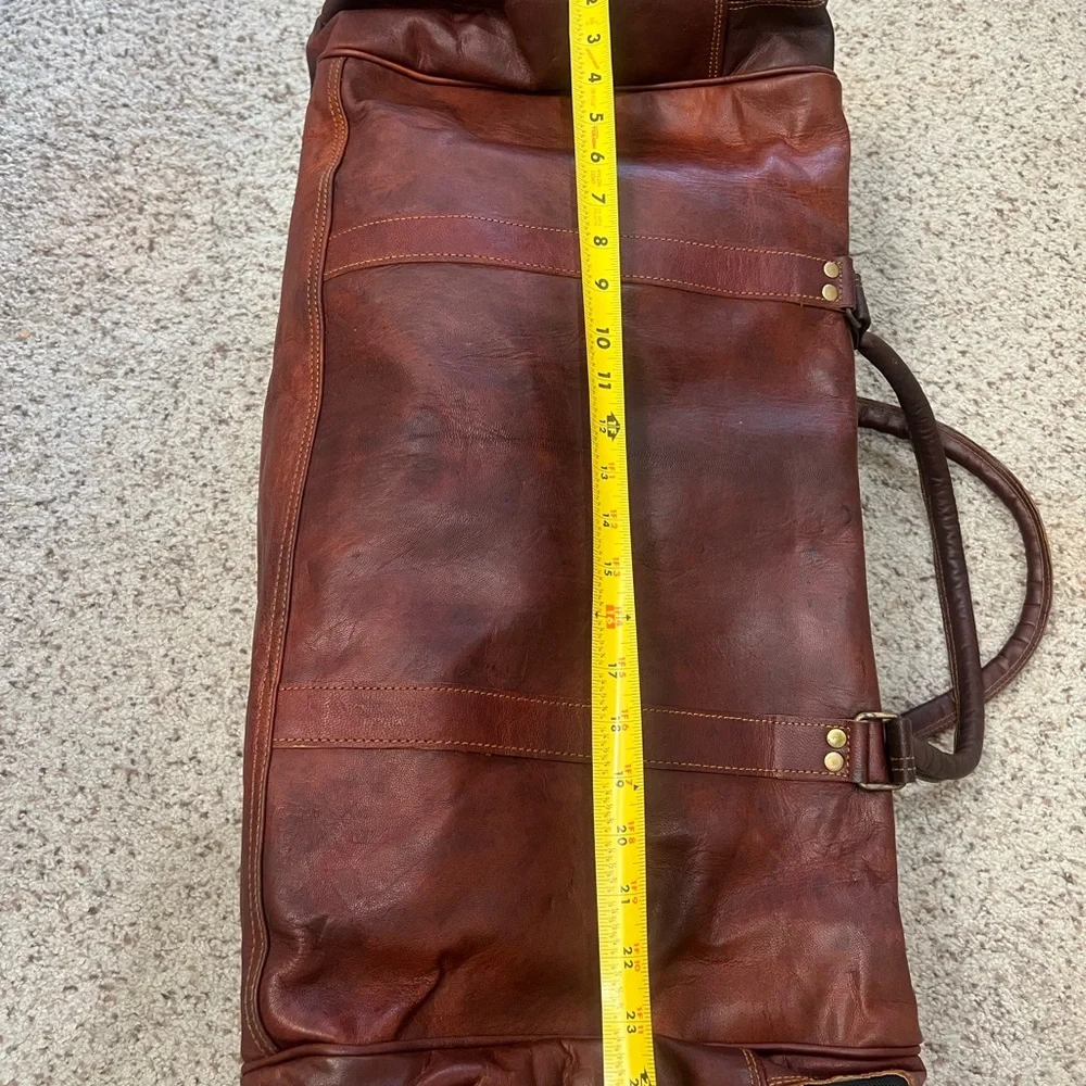Men's‎ Genuine Dark Leather Large Vintage Duffel Travel Weekend Overnight Bag